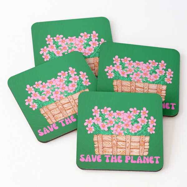 Item preview, Pink Flowers In Basket Save The Planet Green Background designed and sold by debmund.