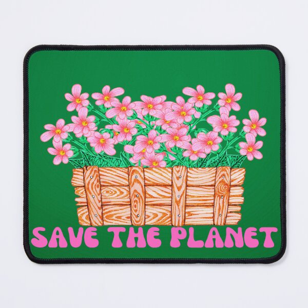Item preview, Pink Flowers In Basket Save The Planet Green Background designed and sold by debmund.