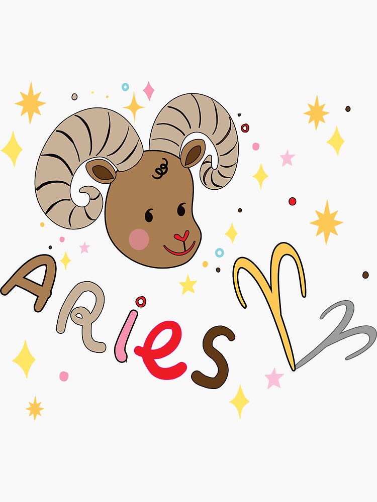 Aries Zodiac Sign Ram Constellation Gift Horoscope Birthday Star Sign Sticker