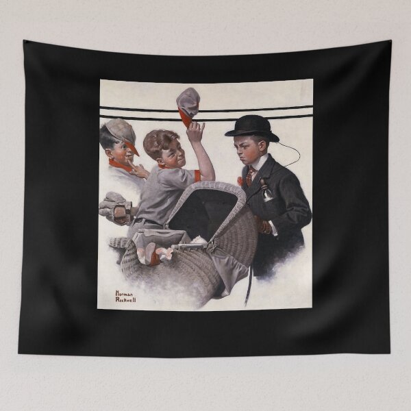 Item preview, Gifts For Women Boy With Baby Carriage 1916 By Norman Rockwell Graphic For Fans designed and sold by RickeyKoss.