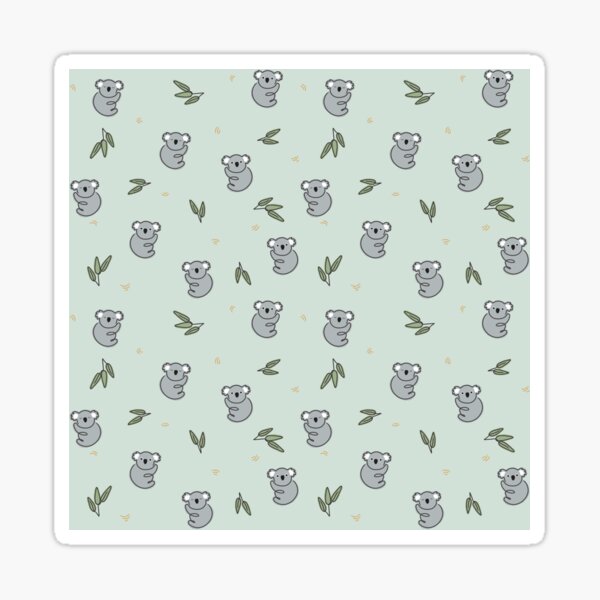 Australian cute cuddly koalas and eucalyptus leaves on mint green Sticker