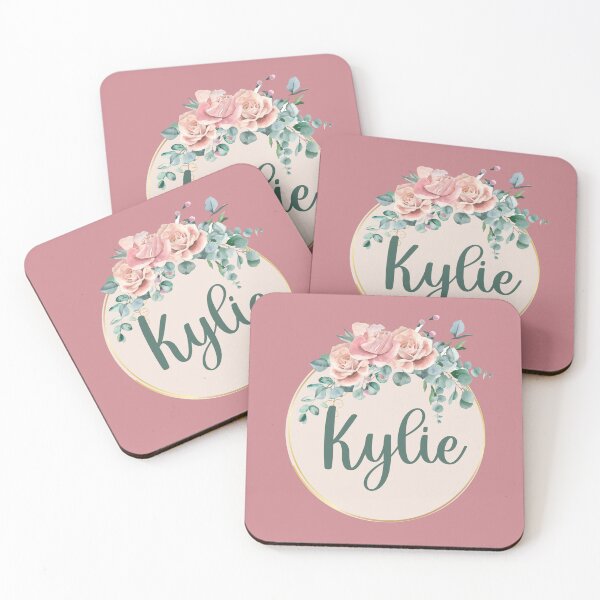 Item preview, "Kylie" Name in Script Font with Rose Gold Flower Ring designed and sold by LotusPrints9.