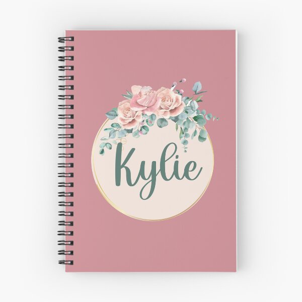 Item preview, "Kylie" Name in Script Font with Rose Gold Flower Ring designed and sold by LotusPrints9.