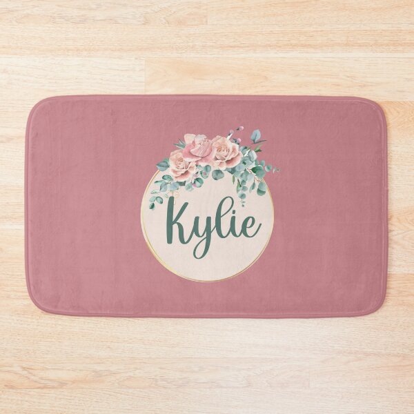 Item preview, "Kylie" Name in Script Font with Rose Gold Flower Ring designed and sold by LotusPrints9.
