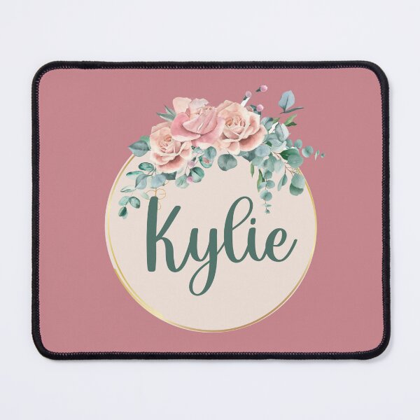 Item preview, "Kylie" Name in Script Font with Rose Gold Flower Ring designed and sold by LotusPrints9.