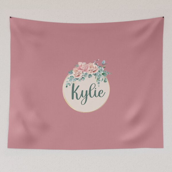 Item preview, "Kylie" Name in Script Font with Rose Gold Flower Ring designed and sold by LotusPrints9.