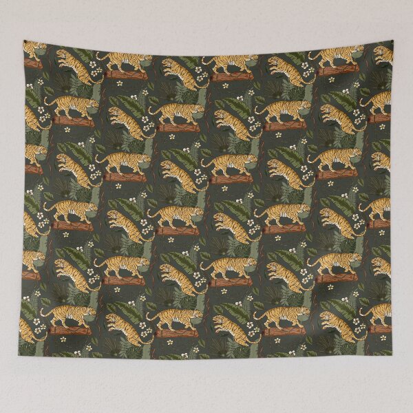 Item preview, Jungle Tiger Botanical Pattern designed and sold by Naturalist Prints.