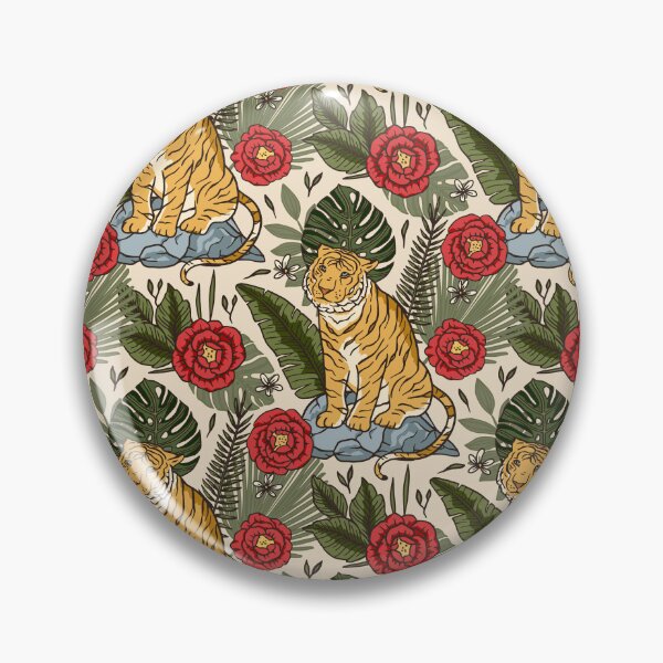 Item preview, Exotic Flowers and Tiger Pattern designed and sold by Naturalist Prints.