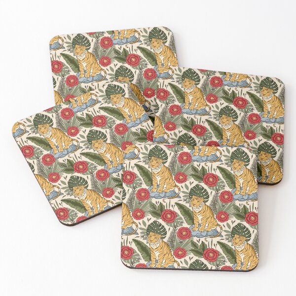 Item preview, Exotic Flowers and Tiger Pattern designed and sold by Naturalist Prints.
