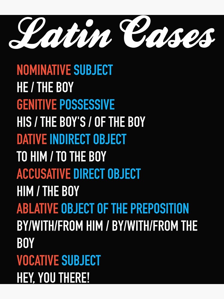 "Latin Cases Nominative Dative Accusative Etc " Poster for Sale by