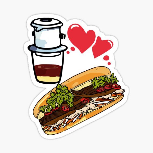 Item preview, Coffee and banh mi - Vietnamese sandwich ca phe food asian beef vegetable healthy designed and sold by papillondesign.