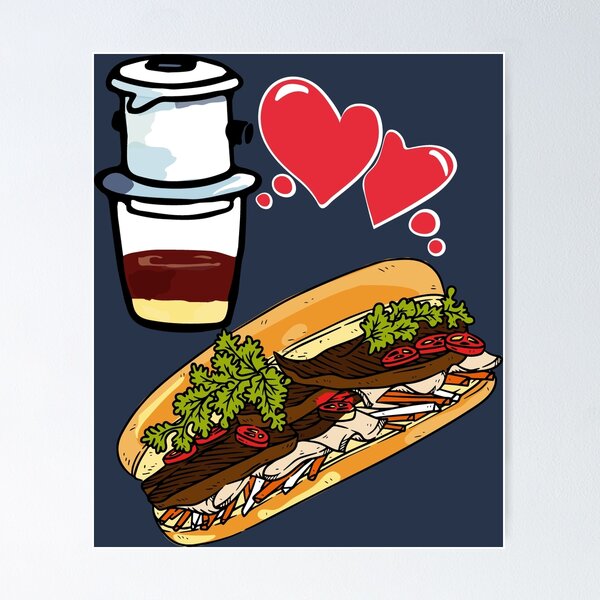 Item preview, Coffee and banh mi - Vietnamese sandwich ca phe food asian beef vegetable healthy designed and sold by papillondesign.