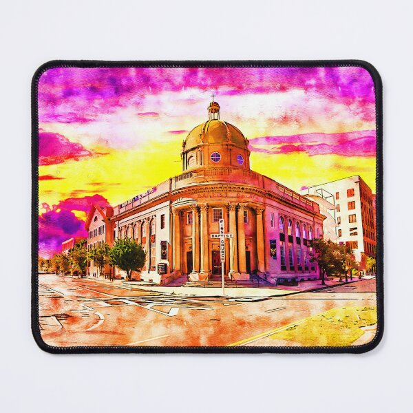Item preview, First Baptist Church of Tampa, Florida, at sunset - pen and watercolor designed and sold by NickoPrints.