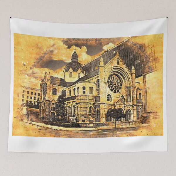Item preview, Sacred Heart Catholic Church in Tampa, Florida - digital painting with vintage look designed and sold by NickoPrints.