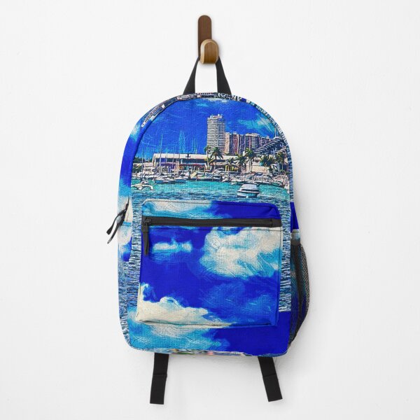 Item preview, Panorama of downtown Miami seen from the Atlantic Ocean - impressionist painting designed and sold by NickoPrints.