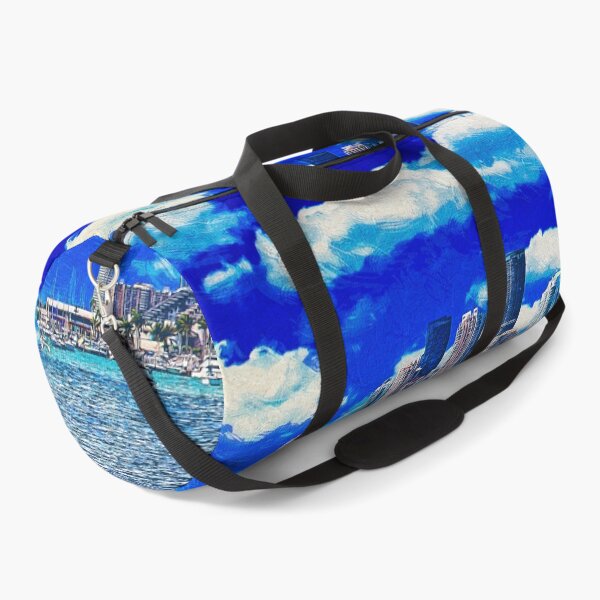 Item preview, Panorama of downtown Miami seen from the Atlantic Ocean - impressionist painting designed and sold by NickoPrints.