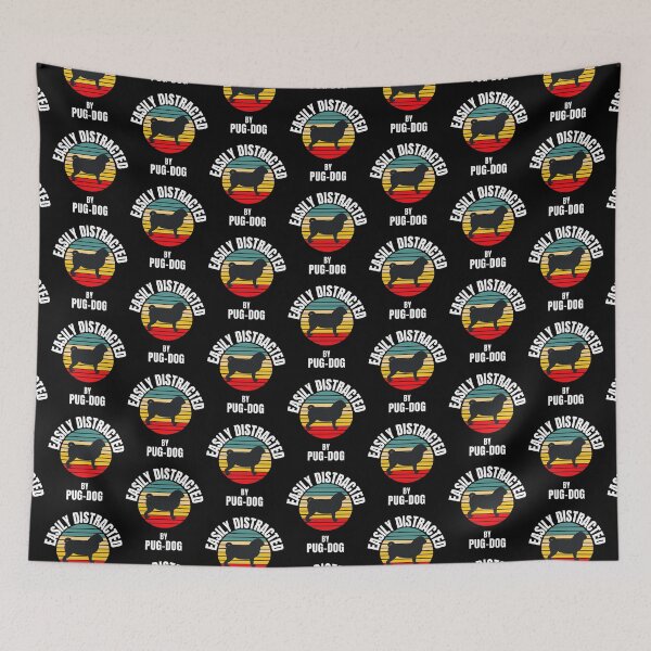 Item preview,  Easily distracted by Pug-dogs -colourful cute funny retro gift present t-shirt. designed and sold by DesignedBySnip.