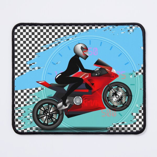 Item preview, Sexy girl biker in a black tight fitting suit on a red sports motorcycle with a raised front wheel designed and sold by GAleksS.