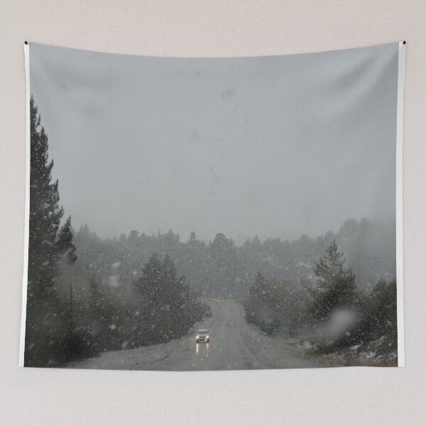 Item preview, Snowstorm on the road in Bariloche, Argentina | Winter Photography | Art Print designed and sold by julidescole.