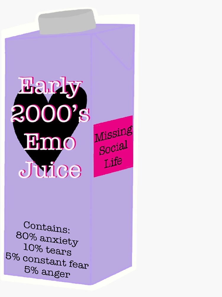 "Early 2000’s Emo juice" Sticker by MaydeWithLove Redbubble