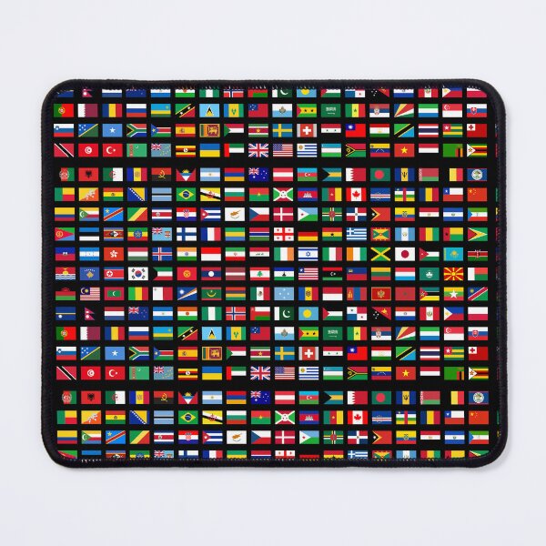 Vista previa del artículo con la obra «Banderas del mundo - Fondo negro», diseñado y vendido por Ikaroots.