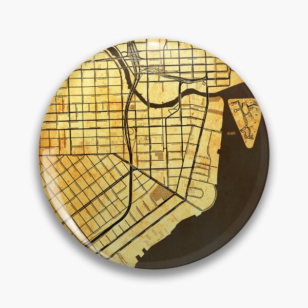 Item preview, Map of downtown Miami with the skyline of the city blended on old paper designed and sold by NickoPrints.