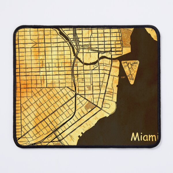 Item preview, Map of downtown Miami with the skyline of the city blended on old paper designed and sold by NickoPrints.