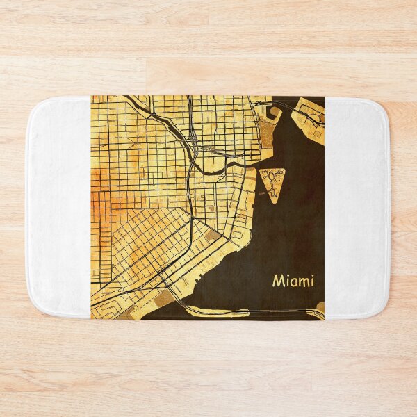Item preview, Map of downtown Miami with the skyline of the city blended on old paper designed and sold by NickoPrints.