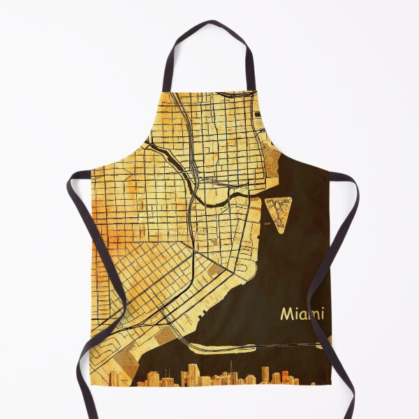 Item preview, Map of downtown Miami with the skyline of the city blended on old paper designed and sold by NickoPrints.