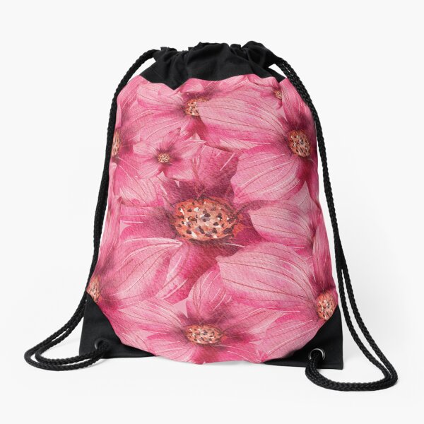 Hand drawn floral print Drawstring Bag