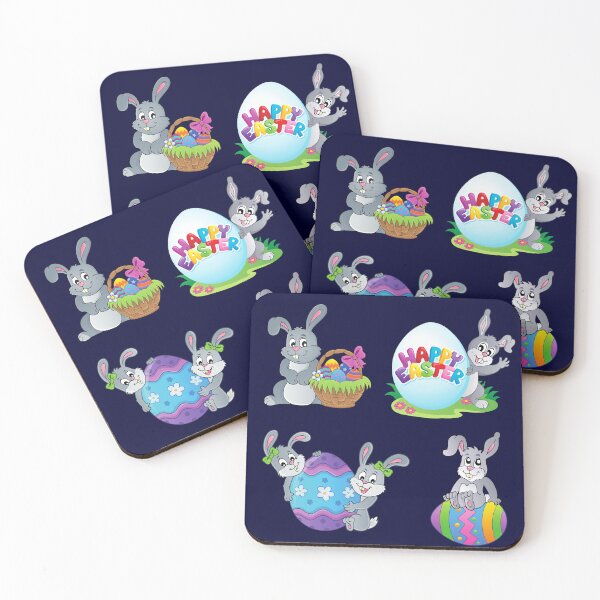 Item preview, happy easter colorful design of easter bunny and eggs. designed and sold by DahliaBlanche.