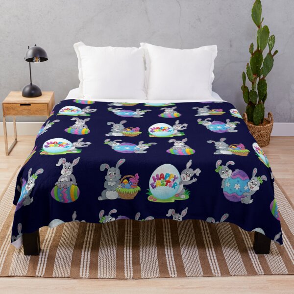 Item preview, happy easter colorful design of easter bunny and eggs. designed and sold by DahliaBlanche.