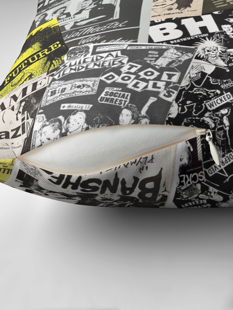 Thumbnail 2 of 4, Pillow, Punk Rock Music Flyers Collage designed and sold by Ikaroots.