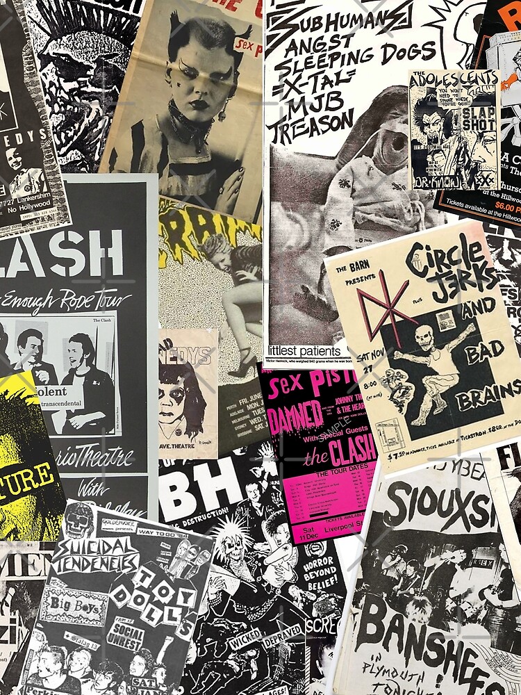 Punk Rock Music Flyers Collage