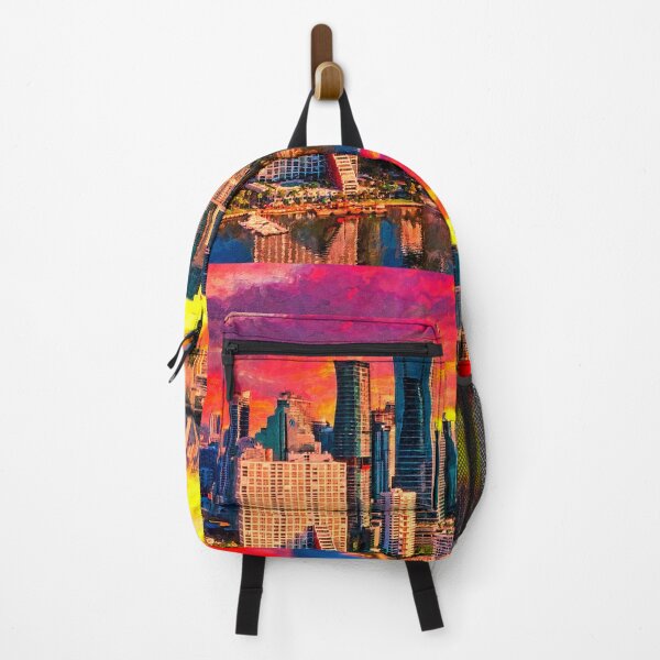 Item preview, Skyline of Brickell and downtown Miami at sunrise - digital painting designed and sold by NickoPrints.