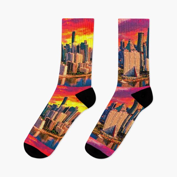 Item preview, Skyline of Brickell and downtown Miami at sunrise - digital painting designed and sold by NickoPrints.