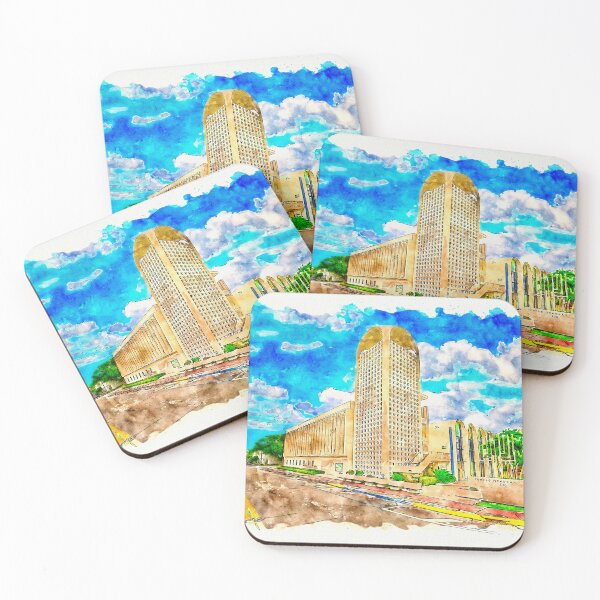 Item preview, Temple Menorah in Miami Beach, Florida - pen sketch and watercolor designed and sold by NickoPrints.