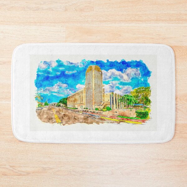 Item preview, Temple Menorah in Miami Beach, Florida - pen sketch and watercolor designed and sold by NickoPrints.