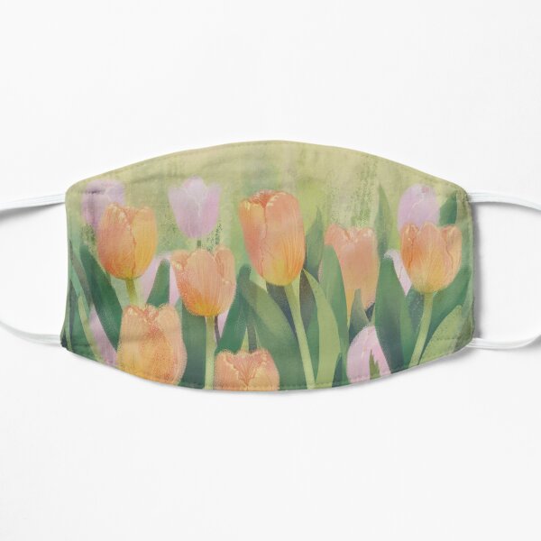 Spring Flowers Orange and Pink Tulips Flat Mask