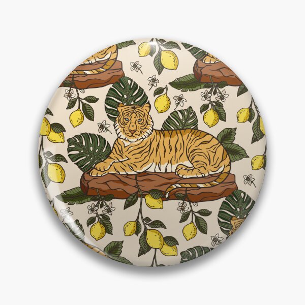 Item preview, Tiger and Lemons Pattern designed and sold by Naturalist Prints.