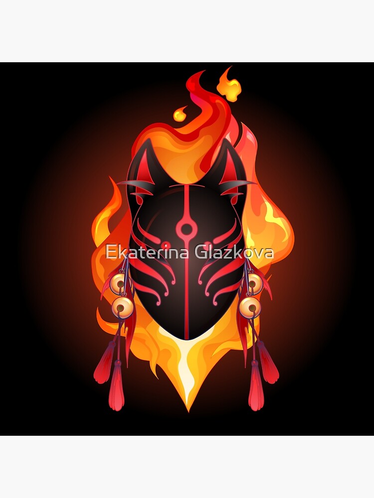 Graphic demon fox mask Poster for Sale by Ekaterina Glazkova