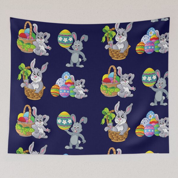 Item preview, Colorful easter bunny and egg basket designed and sold by DahliaBlanche.