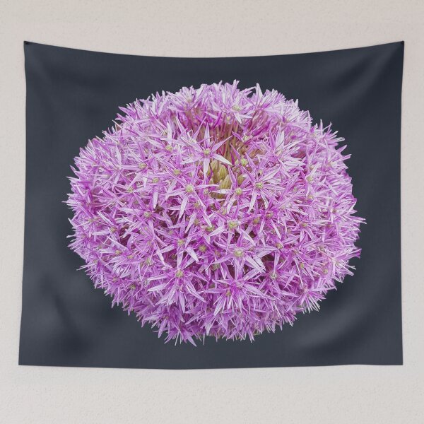 Item preview, Purple Allium Flower on Dark Blue Square designed and sold by ellenhenry.