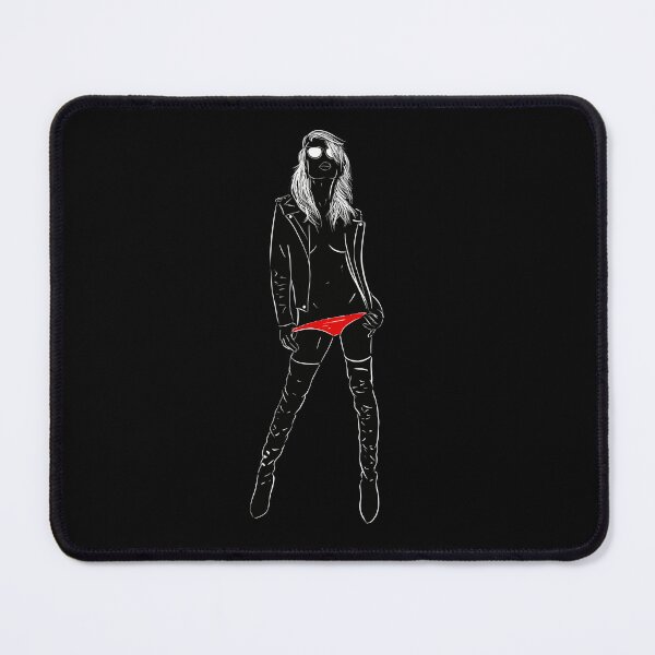 Item preview, woman taking off her panties in leather coat designed and sold by Culturesensible.