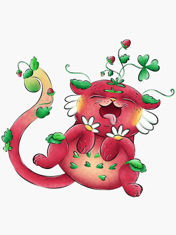 "A cute digital art of unic fantasy character keeper of strawberry