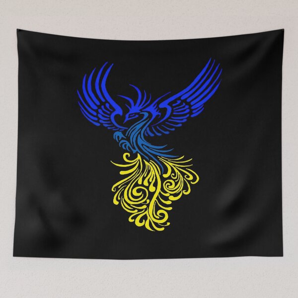 Item preview, Blue Yellow Artistic Phoenix Illustration designed and sold by taiche.