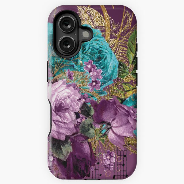 Music & Flowers print in purple iPhone Tough Case