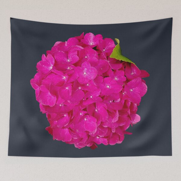 Item preview, Pink Hydrangea Flowers on Dark Blue Square designed and sold by ellenhenry.