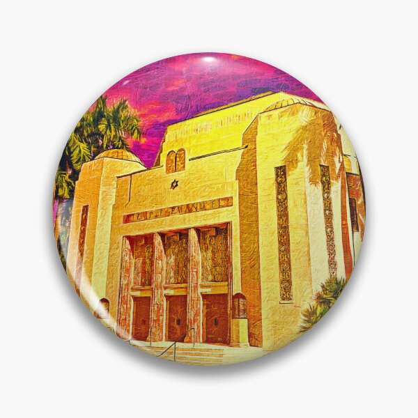 Item preview, Temple Emanu-El in Miami Beach, Florida, at sunset - impressionist painting designed and sold by NickoPrints.
