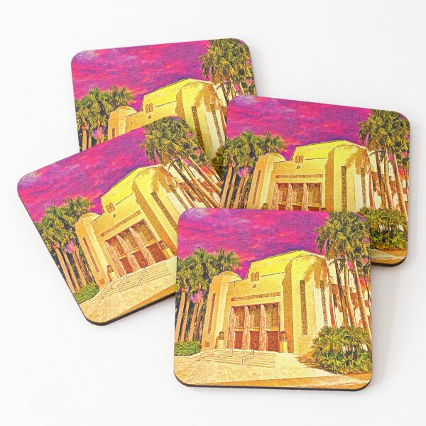 Item preview, Temple Emanu-El in Miami Beach, Florida, at sunset - impressionist painting designed and sold by NickoPrints.